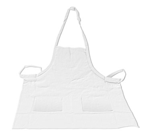 Product image #1 for Crestware Two-Pocket Bib Apron, Cotton/Poly Twill, 25-1/2 x 29 Inches, White