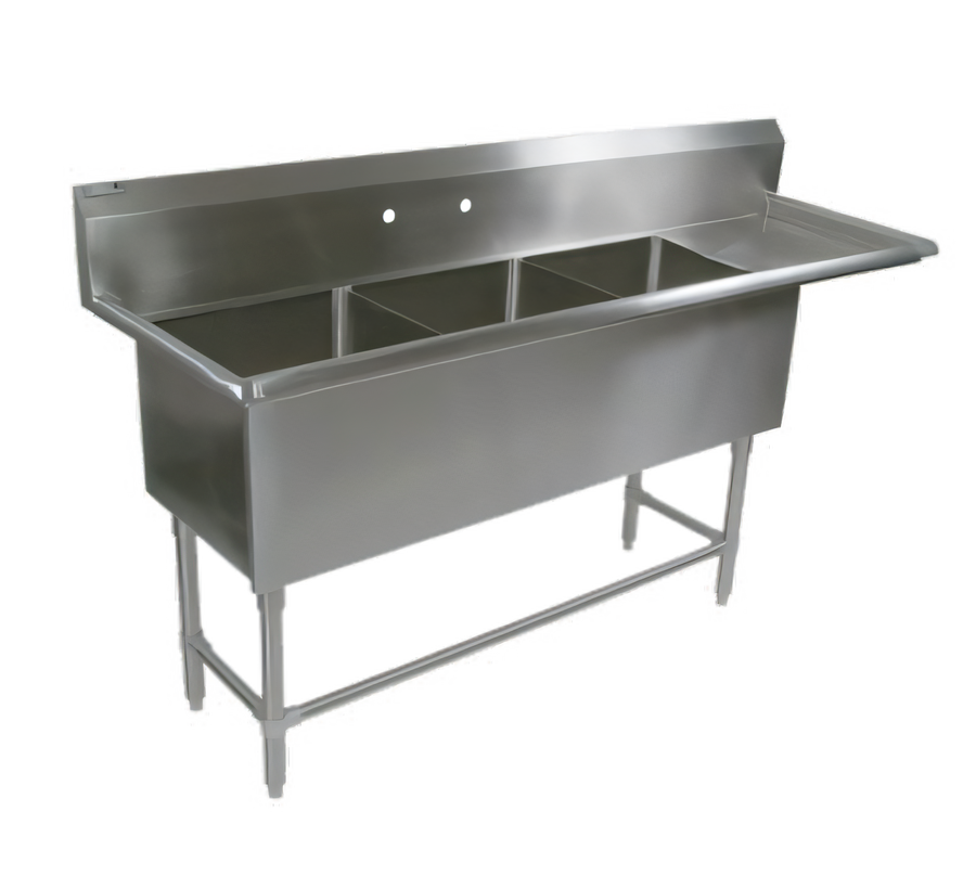 Product image #1 for John Boos Pro-Bowl 3-Compartment Sink with 18-Inch Right Drainboard, 16 x 20 x 14 Inch Bowls