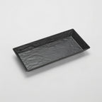 Thumbnail image #1 for American Metalcraft FSMEL21 Black Faux Slate Rectangular Melamine Serving Tray, 21 x 13 x 2 Inches Case of 9