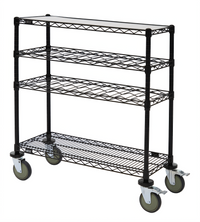 Quantum Wire Wine Display and Worktable Cart with Cradle and Wire Shelves, 36 x 14 x 40 Inches