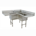 Thumbnail image #1 for Advance Tabco Fabricated NSF 3-Compartment L-Shaped Corner Sink with 18-Inch Drainboards, 16-Gauge 304 Stainless Steel