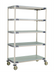 Thumbnail image #1 for MetroMax i 48 Inch W x 24 Inch D x 80 Inch H 5-Tier Mobile Polymer Shelving Unit with Open Grid Shelves and Solid Bottom Shelf