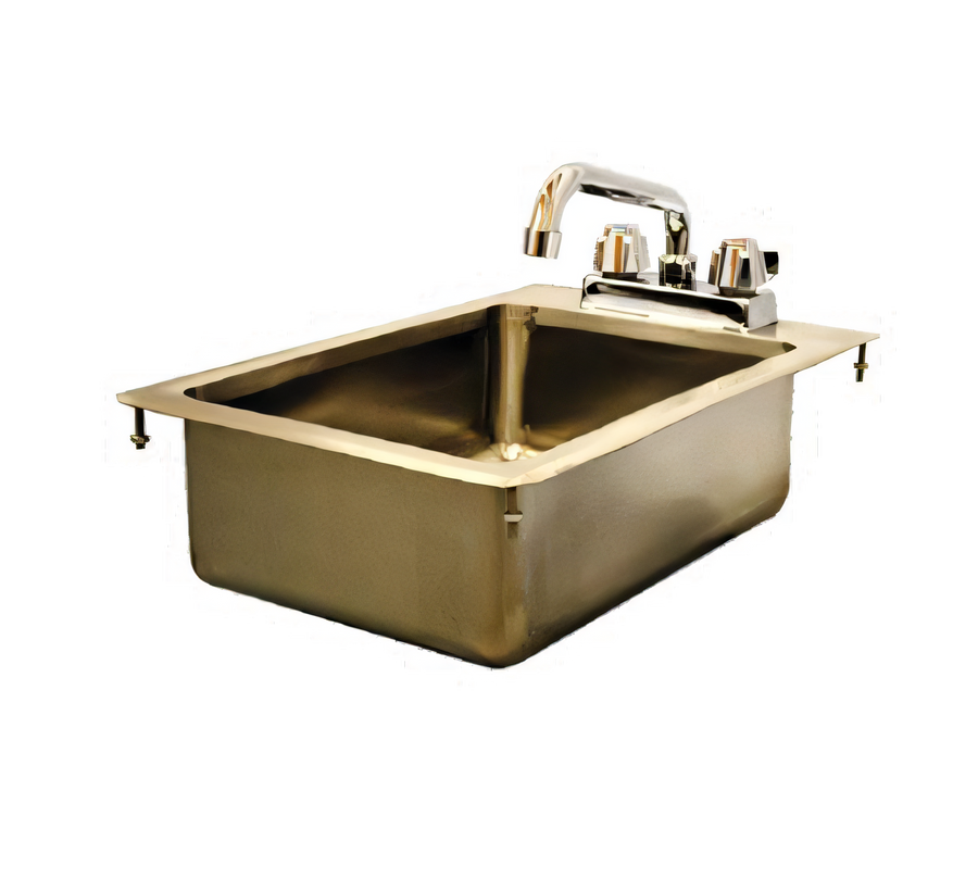 Product image #1 for Serv-Ware 12 Inch x 18 Inch Drop-In Single Compartment Stainless Steel Sink with Faucet and Basket Drain