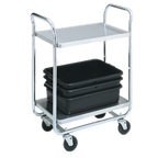Thumbnail image #1 for Vollrath 97160 2-Shelf Utility Bus Cart, 400 lb Capacity, Chrome-Plated Tubular Steel, Stainless Steel Shelves, 24 x 16 in