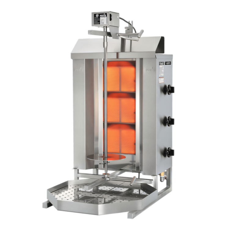 Product image #1 for Trento Potis Natural Gas Doner Kebab Vertical Broiler with 3 Infrared Burners, 88.18 lb Capacity