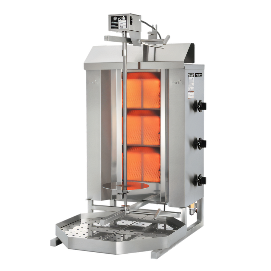 Product image #1 for Trento Potis Natural Gas Doner Kebab Vertical Broiler with 3 Infrared Burners, 88.18 lb Capacity