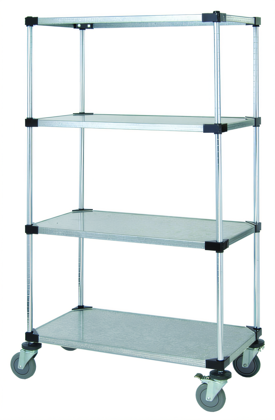 Product image #1 for Quantum Mobile Shelving Cart with 4 Solid Galvanized Steel Shelves, 36 x 24 x 69 Inches
