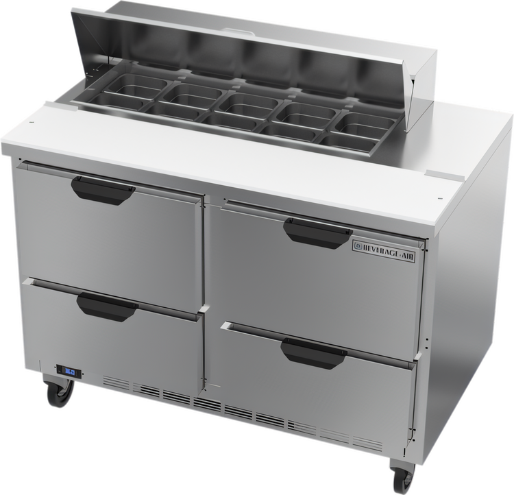 Product image #1 for Beverage-Air SPED48HC-10-4 48-Inch Two-Section Sandwich Top Refrigerated Prep Table with 4 Drawers
