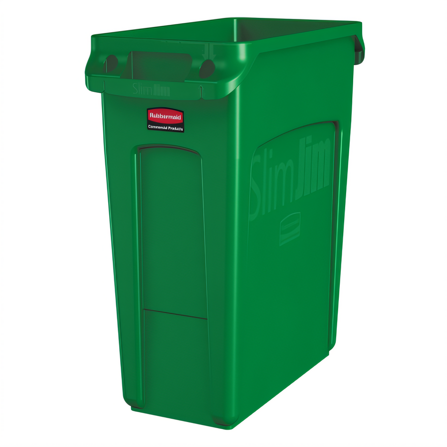 Product image #1 for Rubbermaid Commercial Slim Jim 16 Gallon Rectangular Open-Top Trash Can, Green