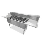 Thumbnail image #1 for John Boos DT3PB18244-2D18R 3-Compartment Straight Dishtable/Pot Sink with Left-Side Dish Machine Attachment and Dual Drainboards