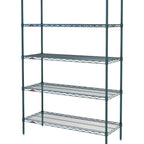 Thumbnail image #1 for Metro Super Erecta 5N357K3 Stationary Wire Shelving Starter Unit, 48"W x 18"D x 74"H, 5 Shelves, Green Epoxy Finish