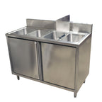 Thumbnail image #1 for BK Resources CSTR5-4-1014HHS 4-Compartment Stainless Steel Sink Cabinet with Hinged Doors, 18-Gauge, 48 x 24 Inches