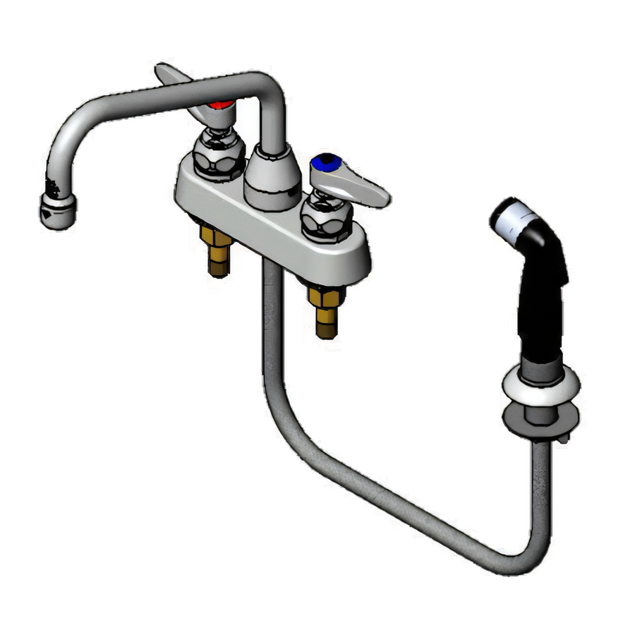 Product image #1 for T&S Brass B-1171 4-Inch Center Deck-Mount Workboard Faucet with 8-Inch Swing Nozzle and Side Spray