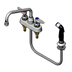 Thumbnail image #1 for T&S Brass B-1171 4-Inch Center Deck-Mount Workboard Faucet with 8-Inch Swing Nozzle and Side Spray