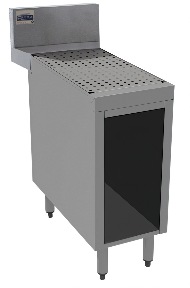 Product image #1 for Open Front Stainless Steel Underbar Drainboard Cabinet, 12 x 30 x 36 Inches, 7-Inch Backsplash