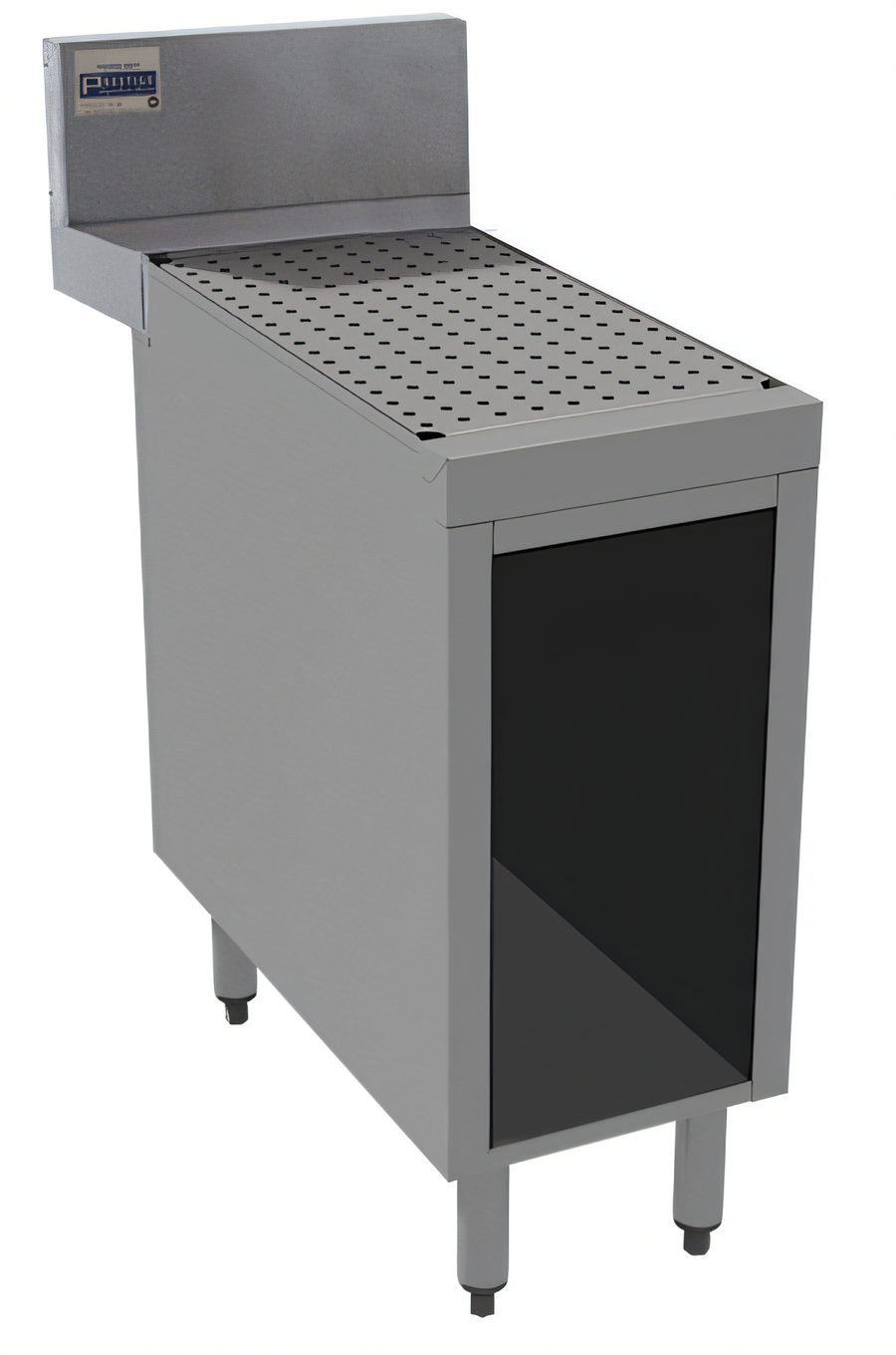 Product image #1 for Open Front Stainless Steel Underbar Drainboard Cabinet, 12 x 30 x 36 Inches, 7-Inch Backsplash