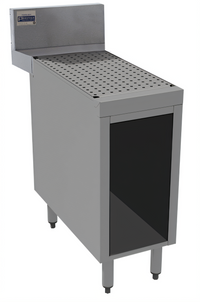 Open Front Stainless Steel Underbar Drainboard Cabinet, 12 x 30 x 36 Inches, 7-Inch Backsplash