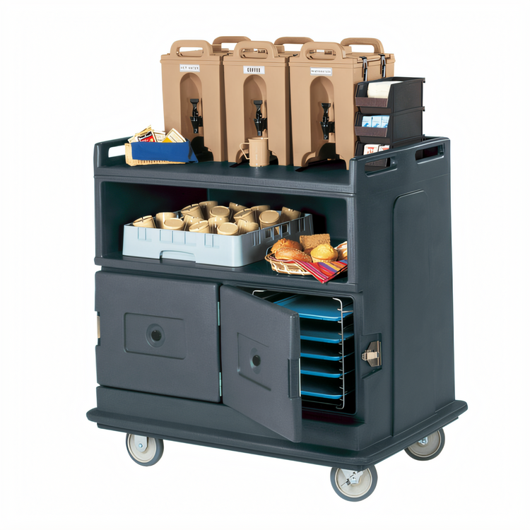 Product image #1 for Cambro Granite Gray Polyethylene Beverage Service Cart with Recessed Top and Insulated Compartments