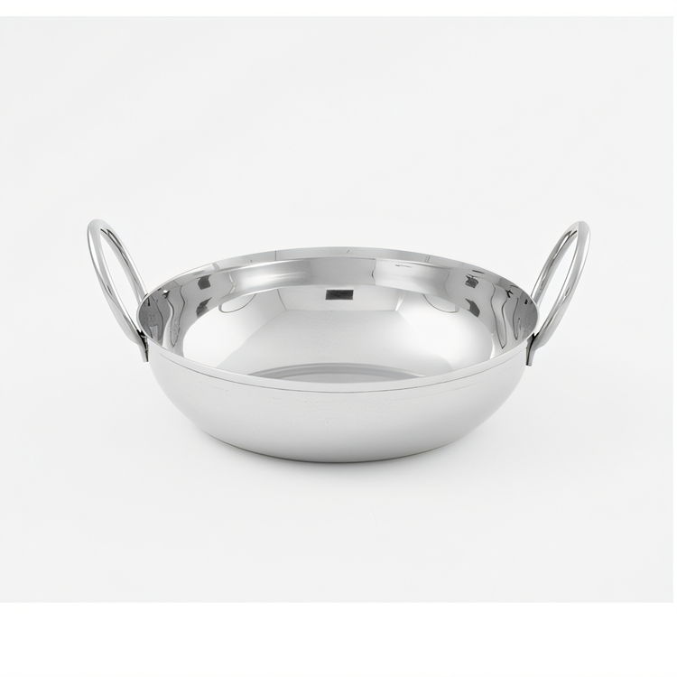 Product image #1 for American Metalcraft 18 oz. Stainless Steel Mirror Finish Balti Dish with Handles