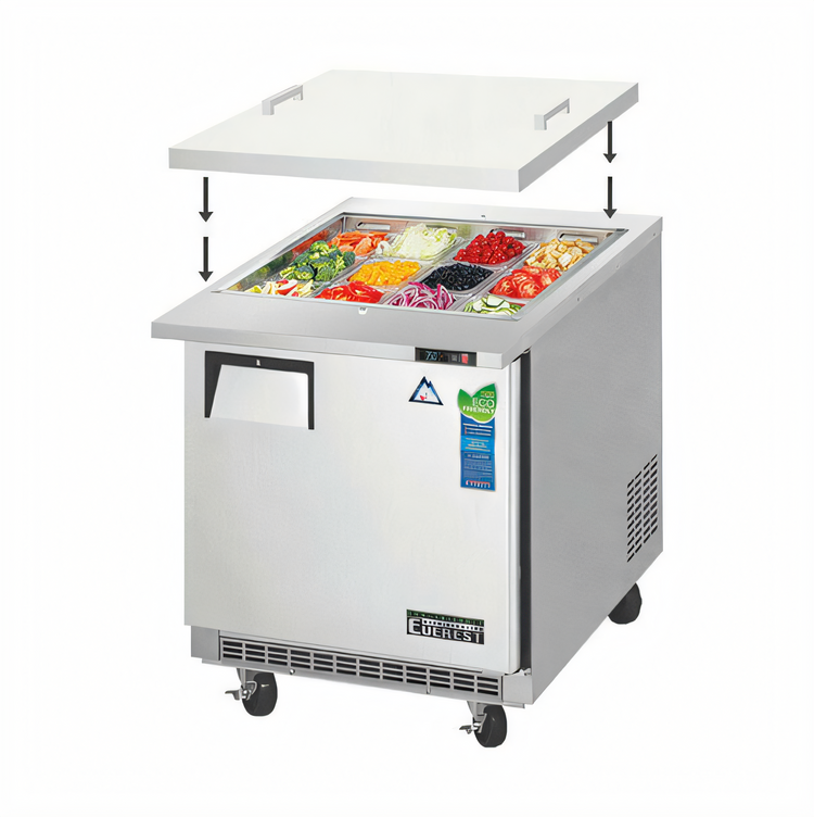 Product image #1 for Everest Refrigeration EOTP1 Open Top Mega-Top Refrigerated Prep Table, 1 Section, 27-3/4 Inch Wide, 12 x 1/6 Pan Capacity