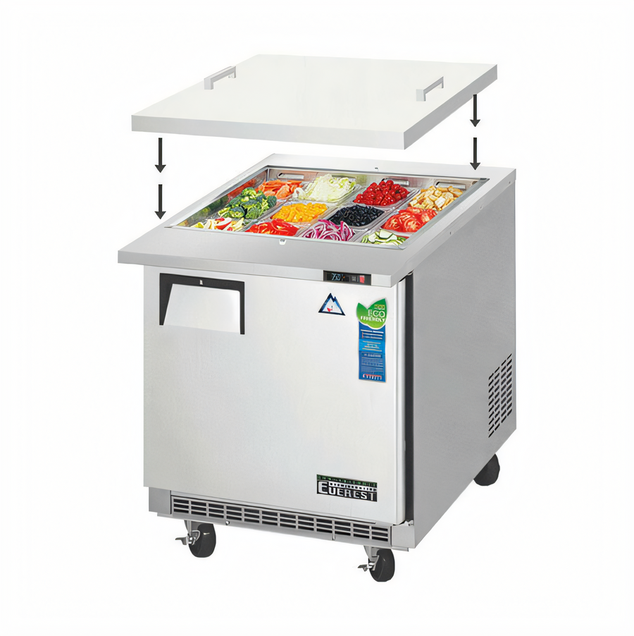 Product image #1 for Everest Refrigeration EOTP1 Open Top Mega-Top Refrigerated Prep Table, 1 Section, 27-3/4 Inch Wide, 12 x 1/6 Pan Capacity