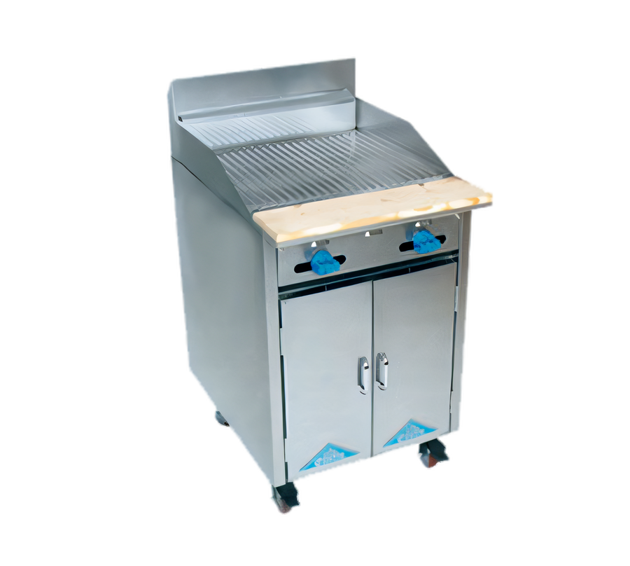 Product image #1 for Comstock-Castle 24-Inch Commercial Gas Range with Raised Griddle, Open Front Cabinet Base, and Back Riser Shelf