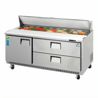 Everest Refrigeration Two-Section Sandwich Prep Table with 1 Door, 2 Drawers, 18-Pan Top, 71-1/8-Inch Wide