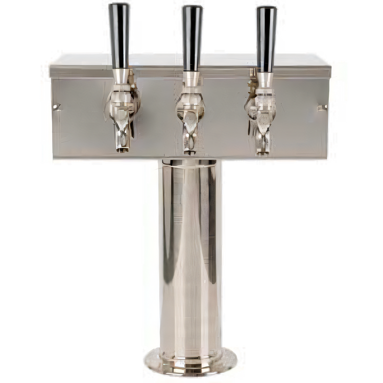 Product image #1 for T-Style Countertop Air-Cooled 3-Faucet Draft Beer Tower, Polished Stainless Steel