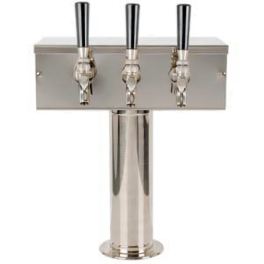 Product image #1 for T-Style Countertop Air-Cooled 3-Faucet Draft Beer Tower, Polished Stainless Steel