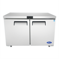 Atosa Two-Section Undercounter Reach-In Refrigerator, 17.2 Cu. Ft., Rear-Mounted Self-Contained, Solid Doors