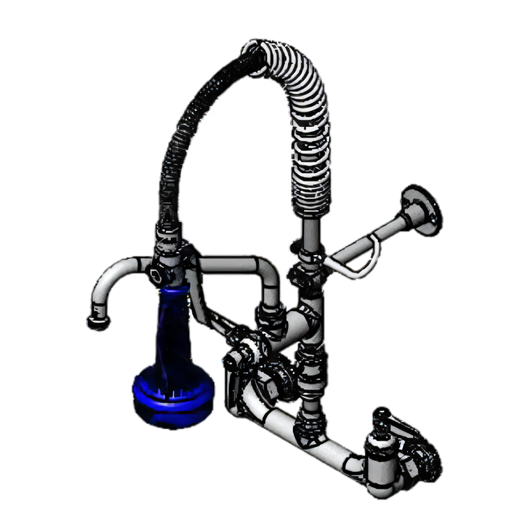 Product image #1 for T&S Brass EasyInstall Wall-Mount Mini Pre-Rinse Unit with 8-Inch Swivel Add-On Nozzle