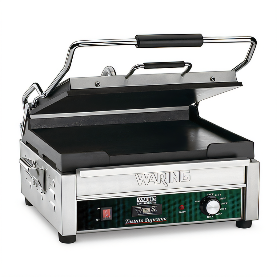 Product image #1 for Waring Tostato Supremo Large Electric Commercial Panini Press with Timer, 14.5 x 11 Inch Cast-Iron Plates