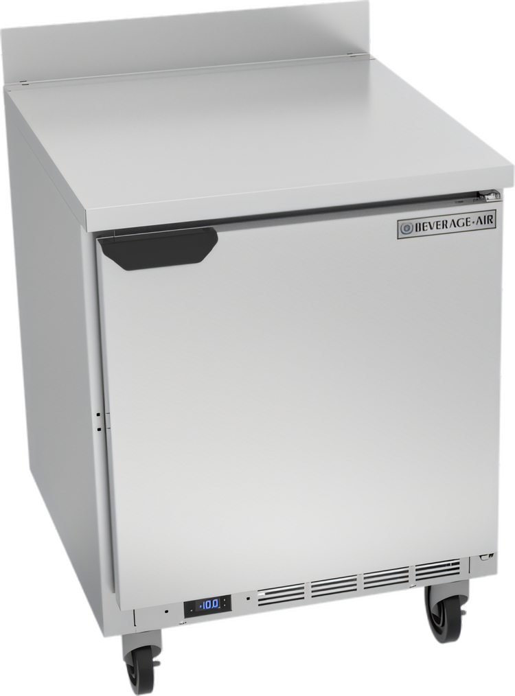Product image #1 for Beverage-Air Single-Section 27-Inch Stainless Steel Worktop Freezer with Solid Door, 5.87 Cu. Ft., Rear-Mounted Self-Contained Refrigeration