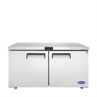 Atosa 60.2-Inch Wide Two-Section Undercounter Freezer, 17.2 Cu. Ft., Stainless Steel