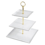 Thumbnail image #1 for CAC China Catering Collection PTE-SQ3 3-Tier Square Porcelain Serving Tray, 14"H, White Case of 8