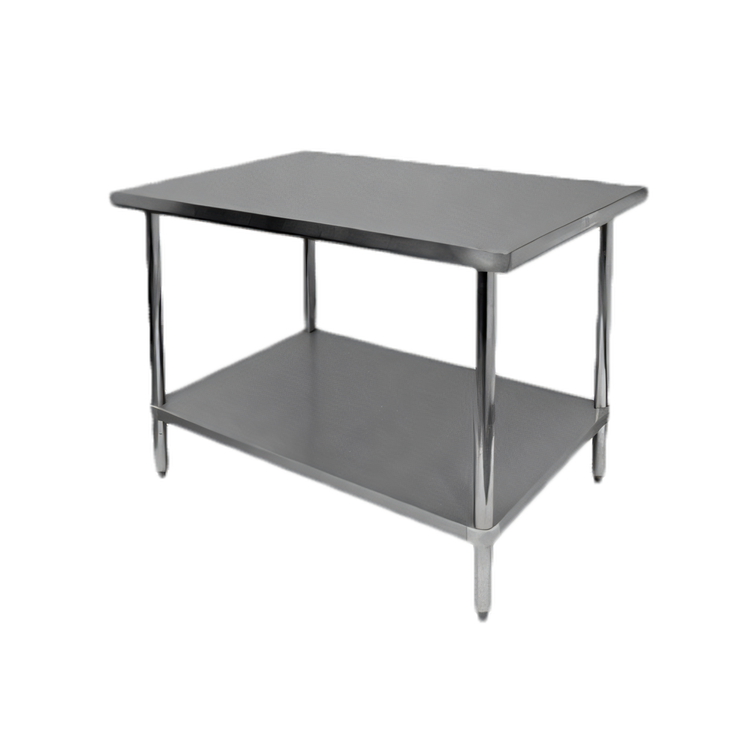 Product image #1 for Thunder Group 48 Inch x 30 Inch 18 Gauge 430 Stainless Steel Flat Top Work Table with Adjustable Undershelf