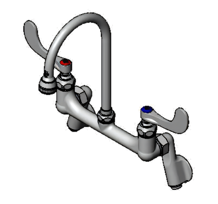 Product image #1 for T&S Brass B-0355-04 Wall-Mount Surgical Sink Mixing Faucet with 8-Inch Adjustable Centers and Rosespray Outlet
