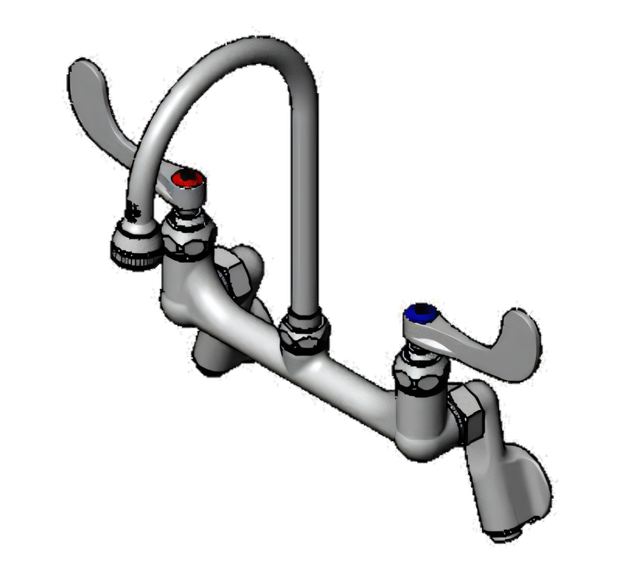 Product image #1 for T&S Brass B-0355-04 Wall-Mount Surgical Sink Mixing Faucet with 8-Inch Adjustable Centers and Rosespray Outlet