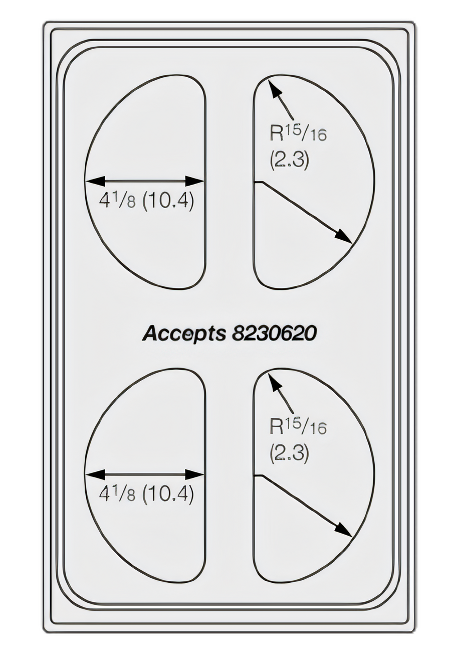 Product image #1 for Miramar Stainless Steel Adapter Plate Template for 4 Half Oval Decorative Pans