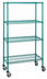 Thumbnail image #1 for Quantum 60 Inch Wide 4-Shelf Mobile Wire Shelving Cart with 5 Inch Casters, Green Epoxy Antimicrobial Finish