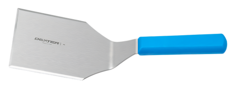 Product image #2 for Basics Heavy-Duty 5 x 4 Inch Stainless Steel Offset Hamburger Turner with Blue Handle