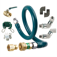 Krowne Royal Series 3/4-Inch I.D. x 48-Inch Moveable Gas Connection Kit with Quick Disconnect, Shutoff Valve & Restraining Cable