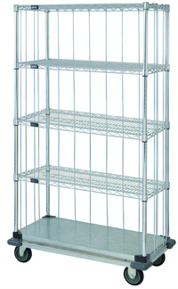 Quantum Mobile Enclosure Cart with 5 Shelves, 36 x 24 x 70 Inches, Chrome Plated
