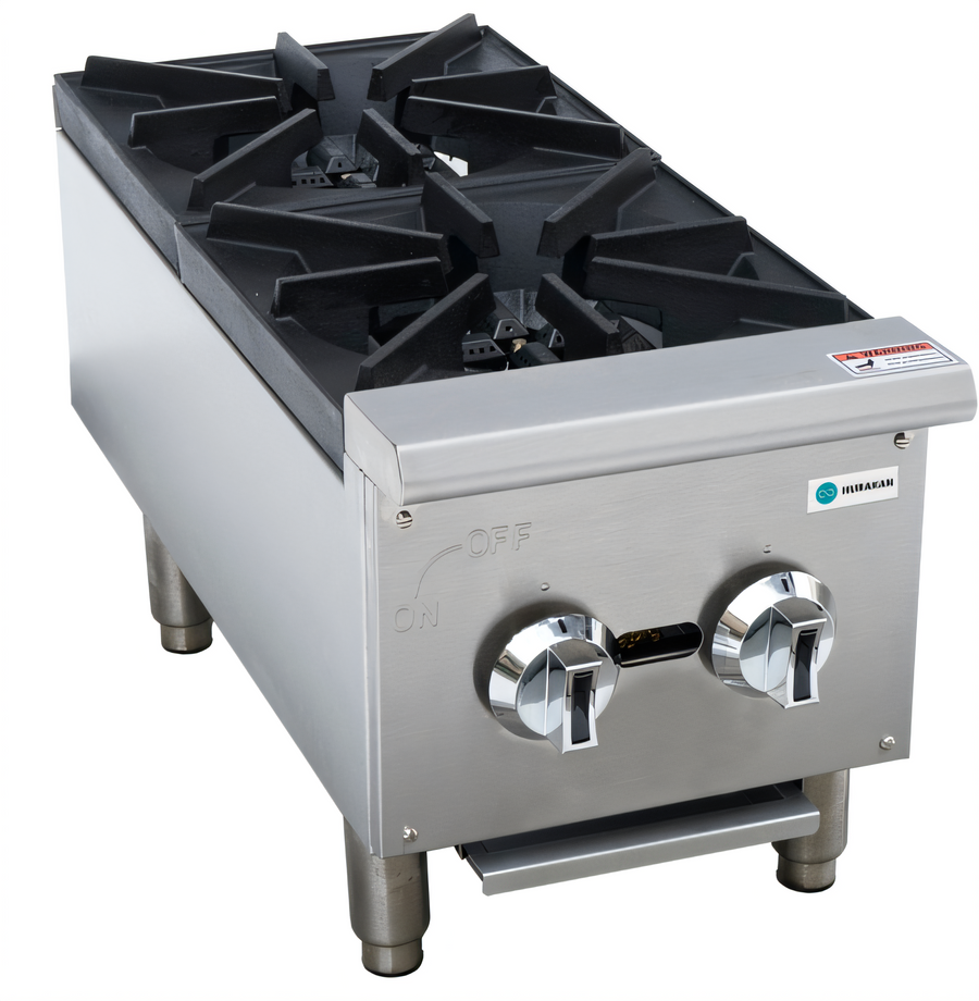 Product image #1 for Hurakan Heavy-Duty 12-Inch Countertop Gas Hot Plate with 2 Open Burners