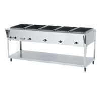 Vollrath ServeWell SL 5-Well Electric Hot Food Table with Undershelf, Drains, and Adjustable Legs, 76-Inch