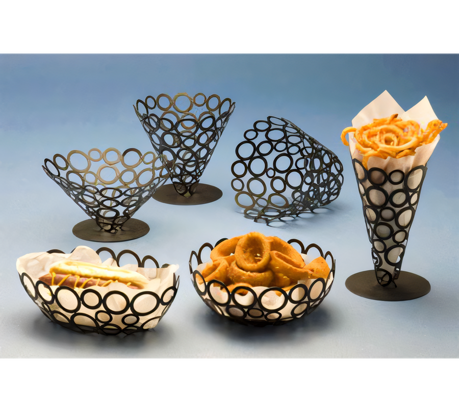 Product image #1 for Go-Go Oval Metal Serving Basket with Ring Design, Black, 9 x 6 x 3 Inches