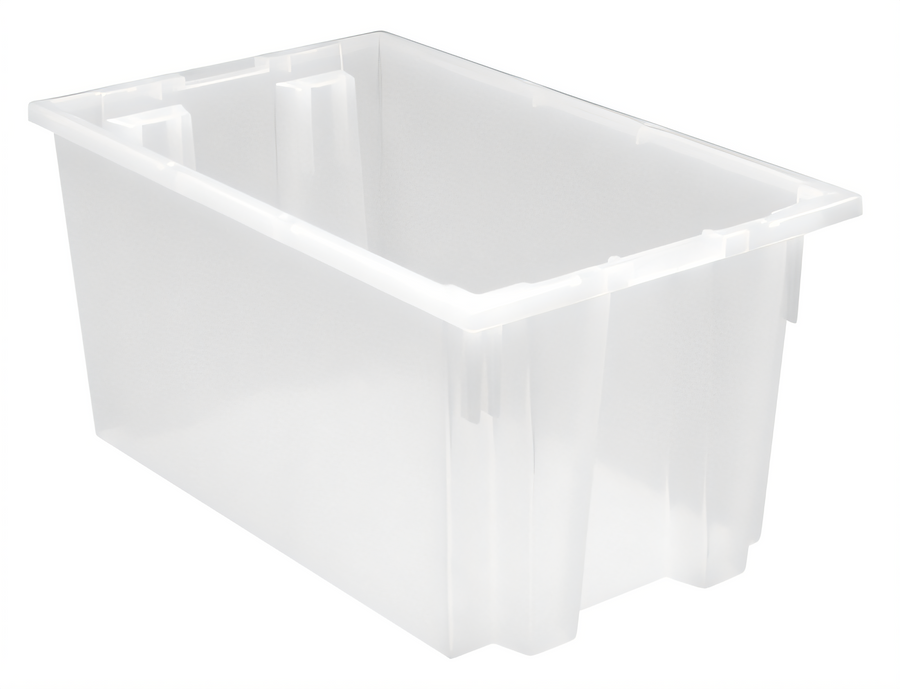 Product image #1 for Quantum Heavy-Duty Clear Polypropylene Stack and Nest Tote, 23-1/2"W x 15-1/2"D x 12"H, 1.70 Cu. Ft.