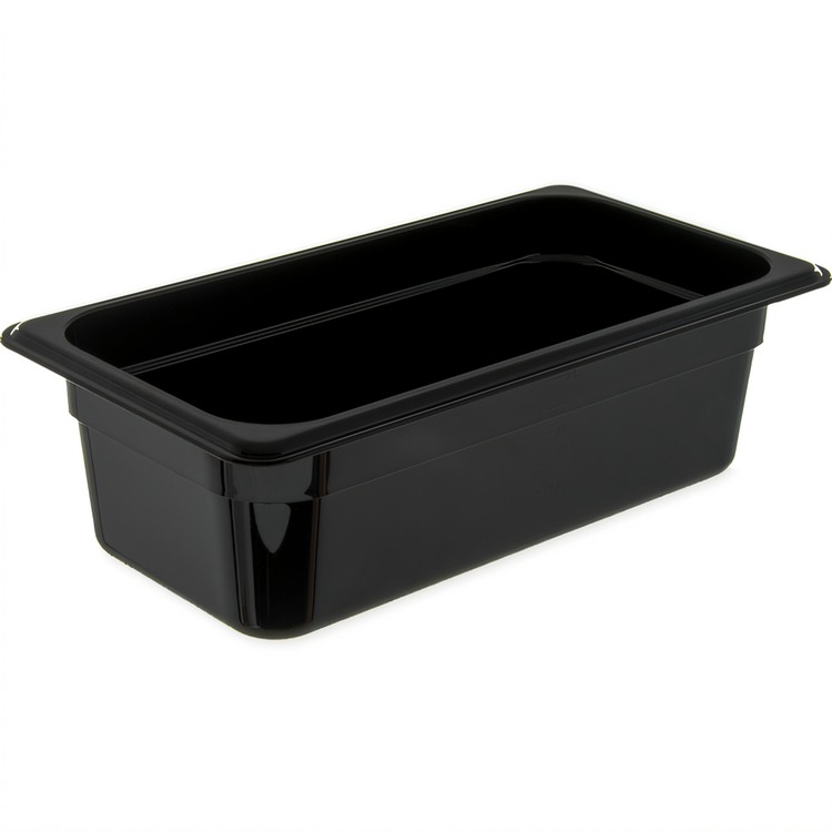Product image #1 for StorPlus High Heat 1/3 Size Plastic Food Pan, 4 Inch Deep, 3.8 Qt, Black, Easy-Lift Notch