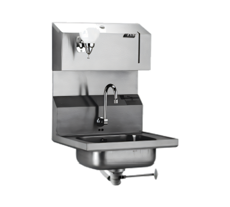 Product image #1 for Wall-Mounted 304 Stainless Steel Hand Sink with Electronic Eye Gooseneck Spout and Soap/Towel Dispensers