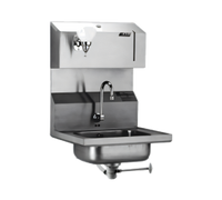 Wall-Mounted 304 Stainless Steel Hand Sink with Electronic Eye Gooseneck Spout and Soap/Towel Dispensers
